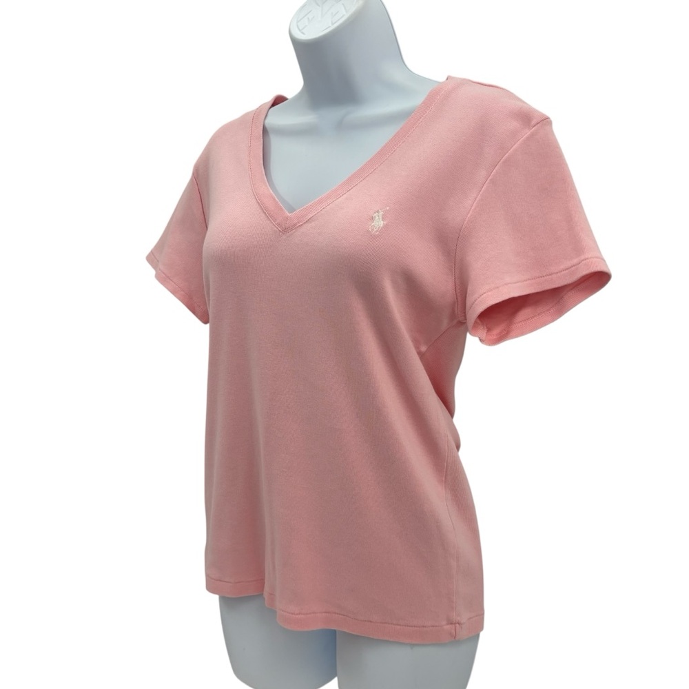 Ralph Lauren Sport Soft Pink Cotton Jersey V-Neck T-Shirt Sz.XL - Picture 4 of 10